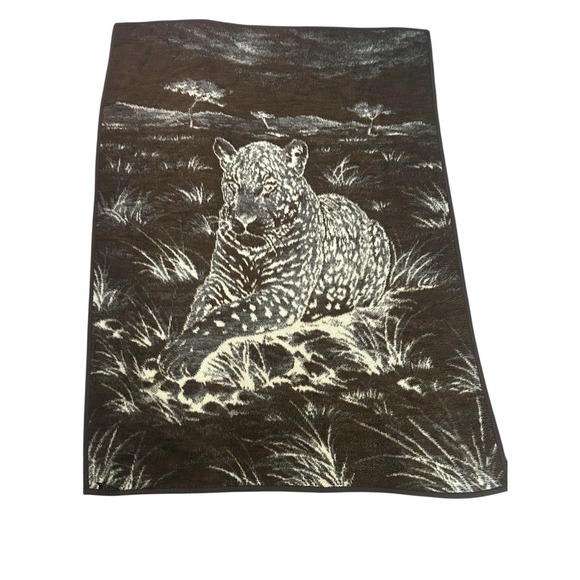Vintage Ibena Relax Dolan Leopard Blanket Reversible Brown West Germany Rare - Picture 7 of 13